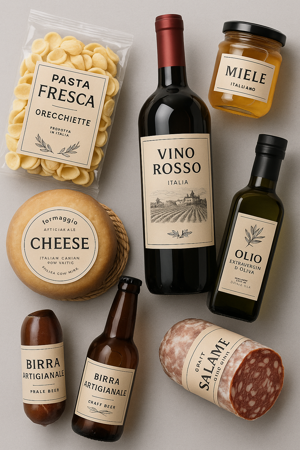 Esempio di etichette a colori per prodotti artigianali alimentari